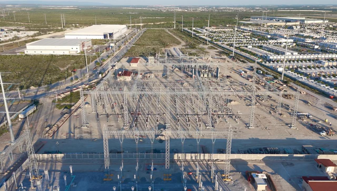 Patio de maniobras de la subestación SET Mirador 400 kV de ARE Desarrollos en Apodaca, Nuevo León